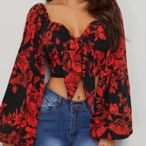 Shein front tie crop top
